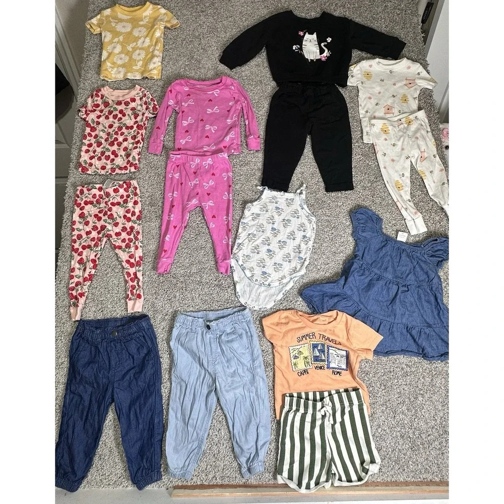 Baby Girl Clothes Lot 12M Mixed Brands Pajamas Outfits Carter's Cat & Jack